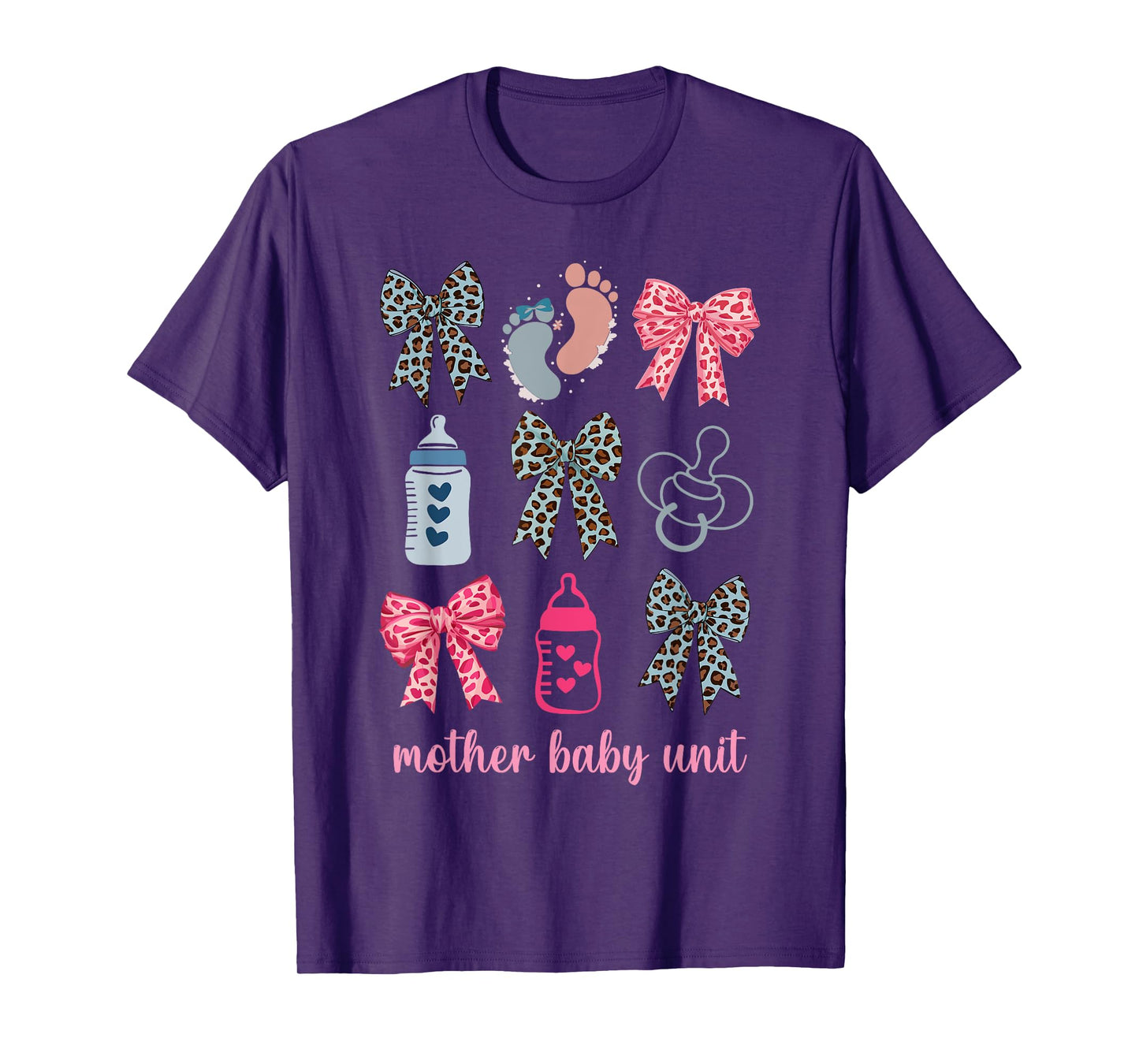 Pink Coquette Bow Mother Baby Unit MBU OB Nurse Postpartum T-Shirt