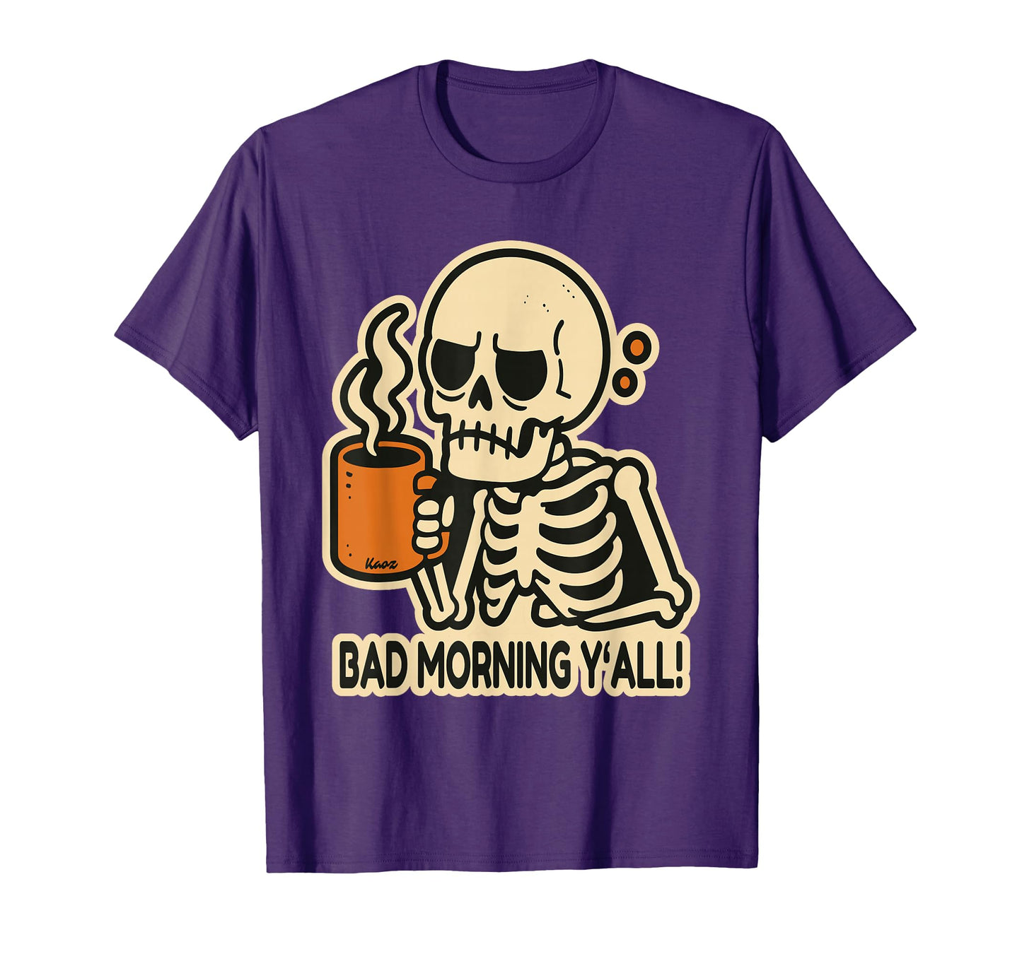 Tired Skull Skeleton with Coffee and a Bad Mood T-Shirt