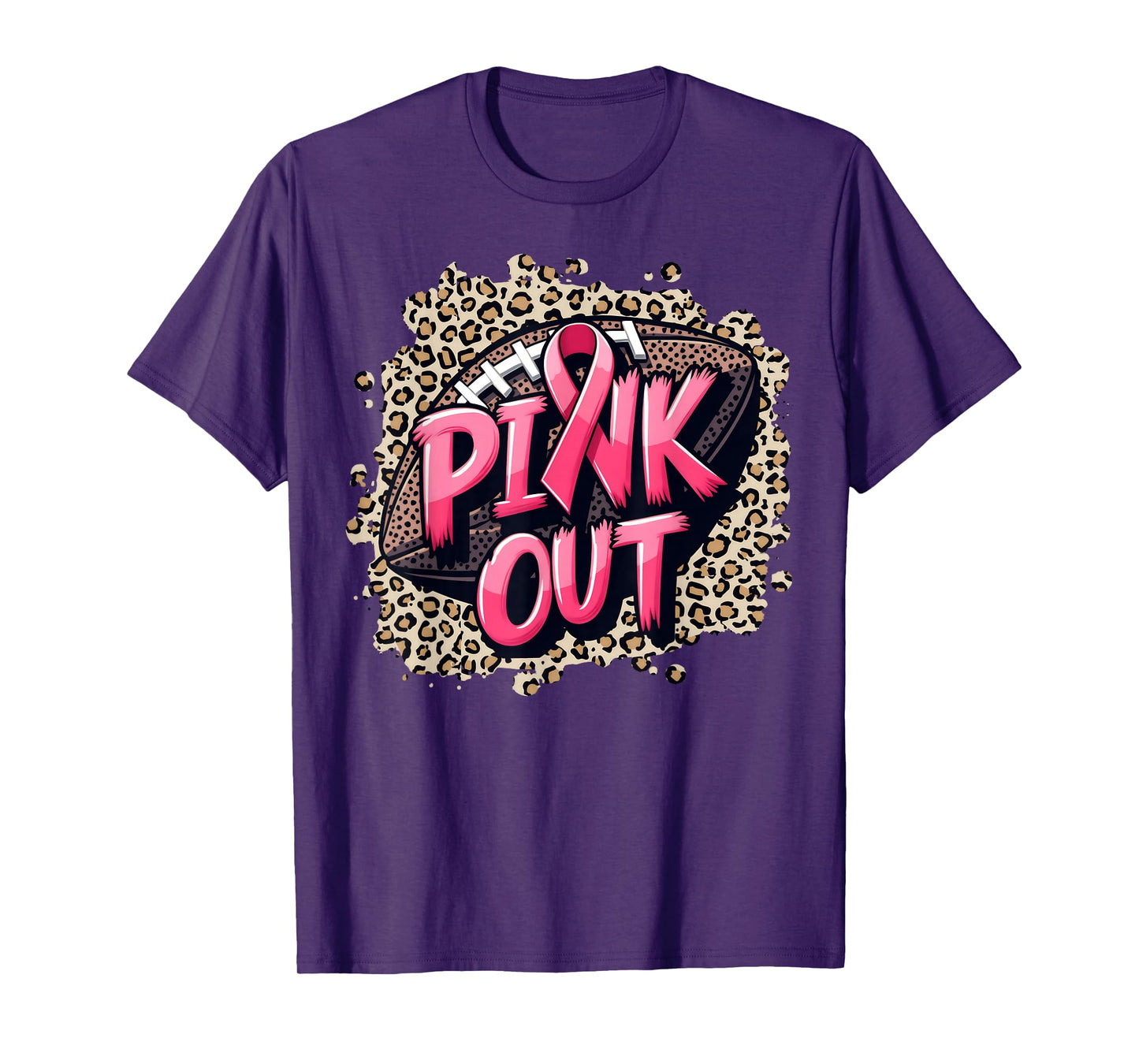 Pink Out American Football Leopard Tackle Breast Cancer 2024 T-Shirt