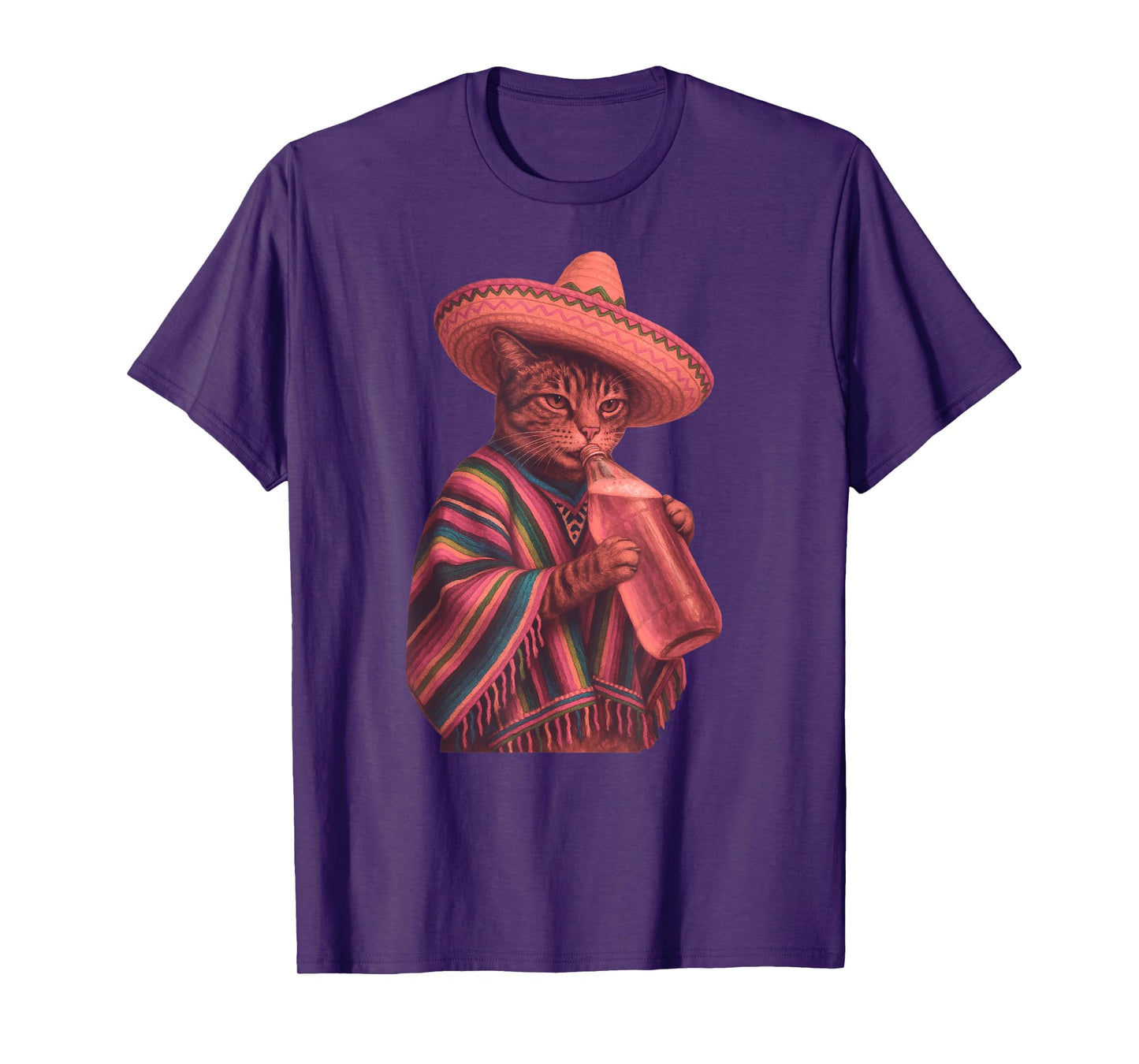 Funny Cat Sombrero Mexican Cinco De Mayo Beer 40 Oz Poncho Men Women T-Shirt