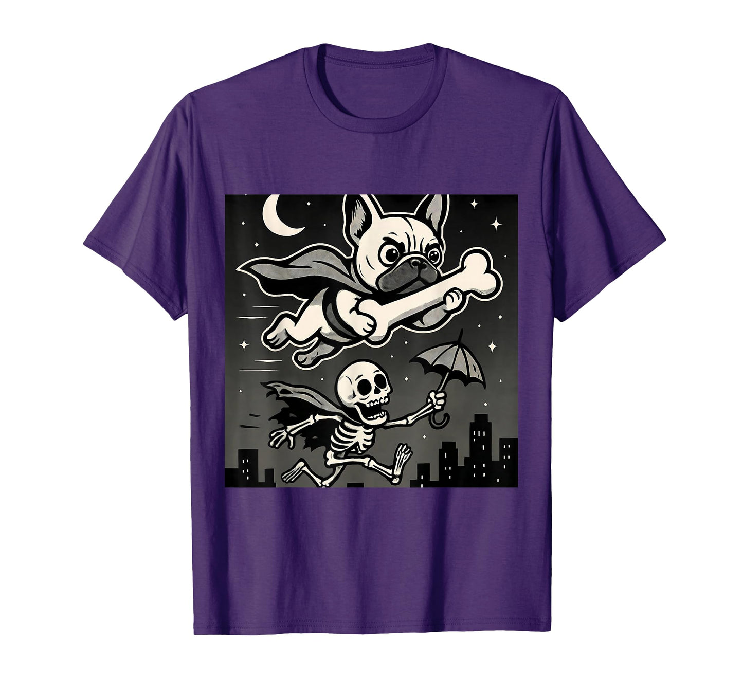 Funny Halloween French Bulldog Skeleton Spooky Season T-Shirt