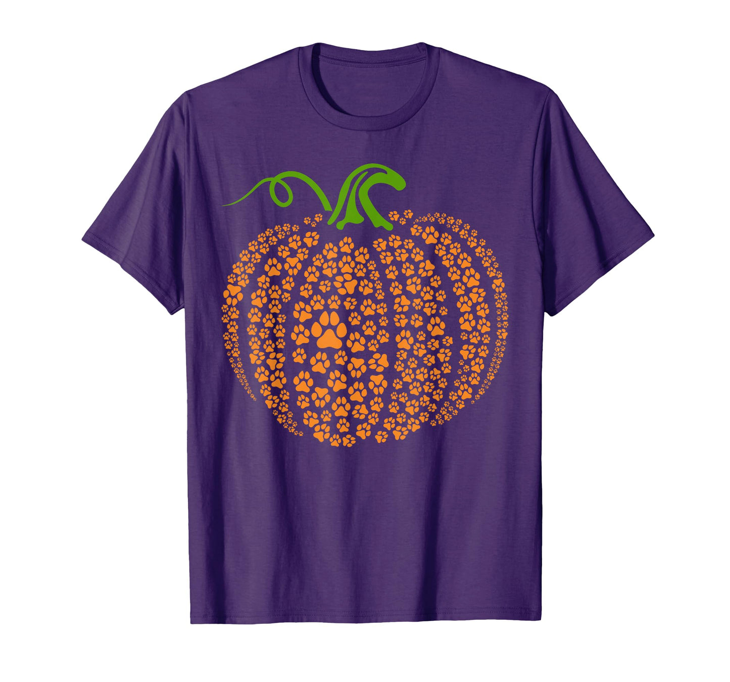 Dog Paw Print Pumpkin Autumn Fall Animal Lover Halloween T-Shirt for Men Women Kids