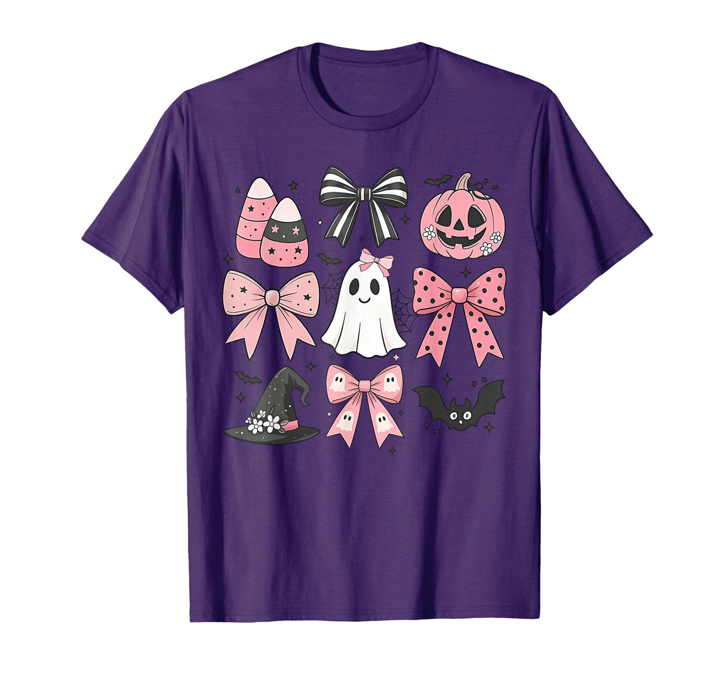Pink Coquette Bow Halloween Pumpkin Day Women Girls Kids T-Shirt