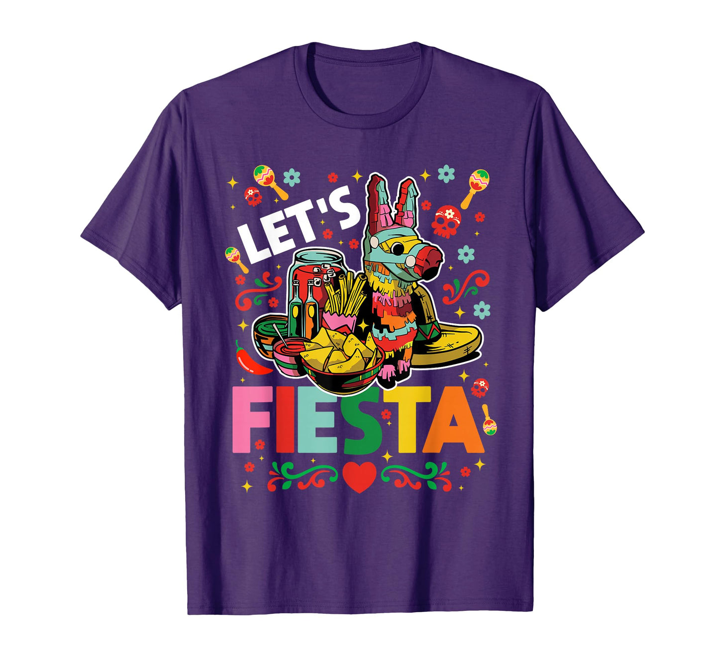 Let's Fiesta Cinco De Mayo Camisa Mexicana Hombre T-Shirt