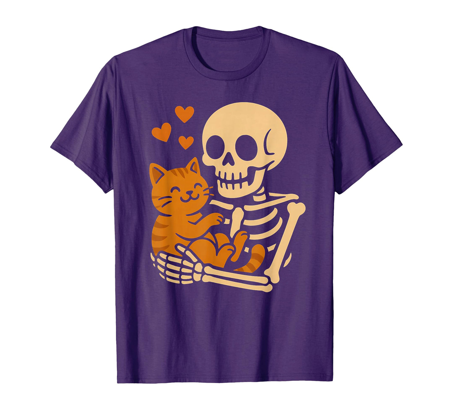 Cute Skeleton Hugging Cat Pet Funny Lazy Halloween Costume T-Shirt