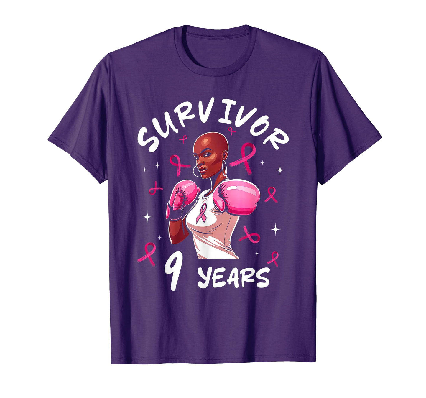 Pink Ribbon 9 Years Breast Cancer Awareness American T-Shirt