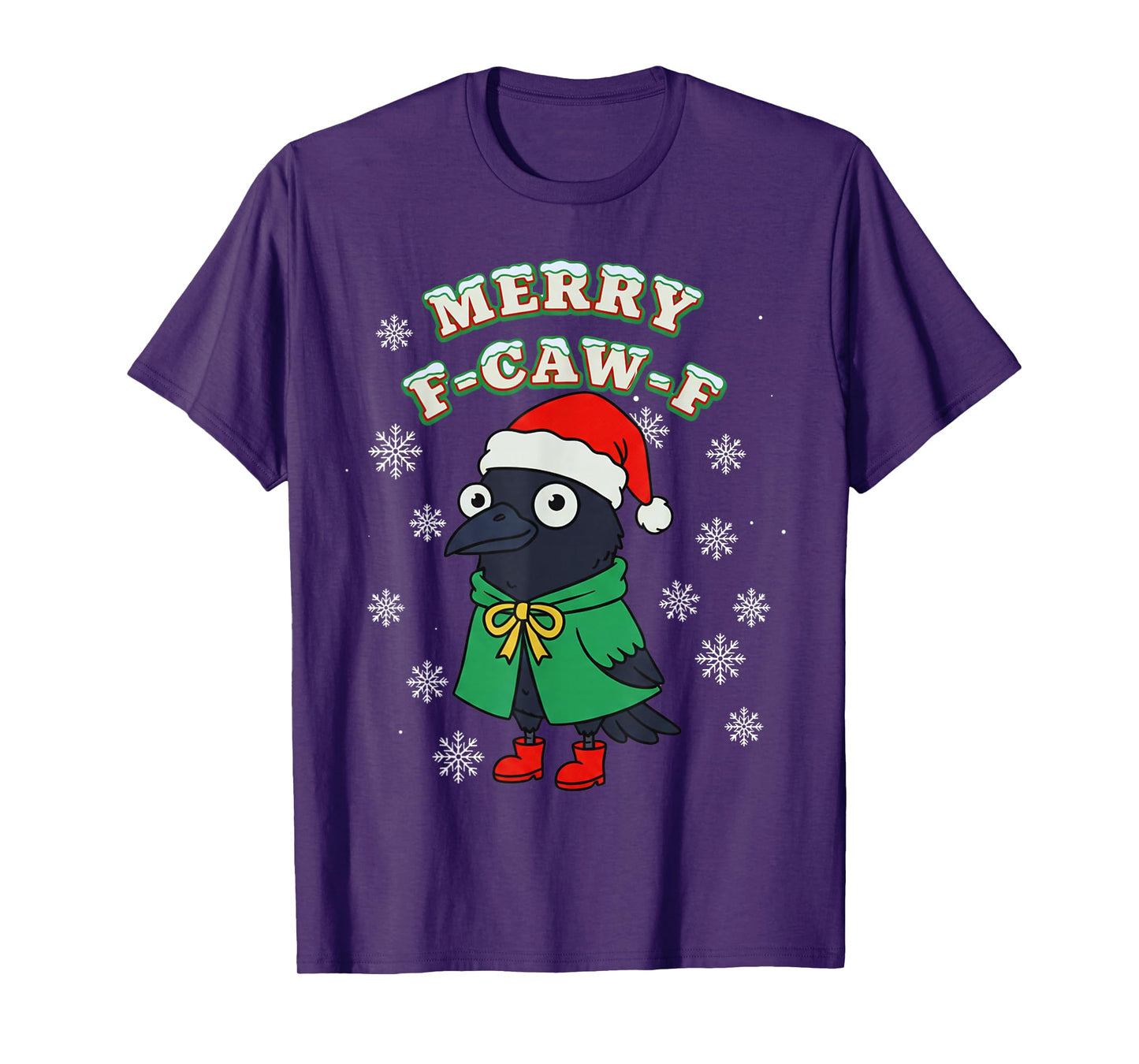 Merry F-CAW-F Raven FCAWF Christmas Holiday Crow Funny Xmas T-Shirt