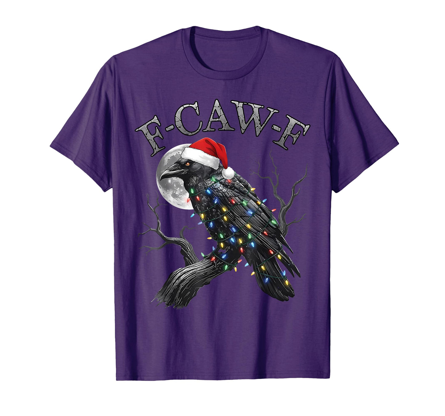 Merry F-Caw-F Funny Christmas Crow Sarcastic Holiday Humor T-Shirt