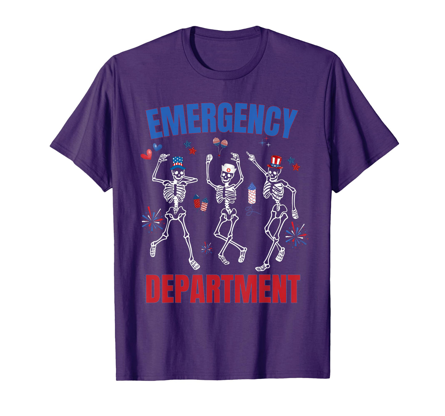 Emergency Department 4th Of July Patriotic Skeleton ER Nurse T-Shirt