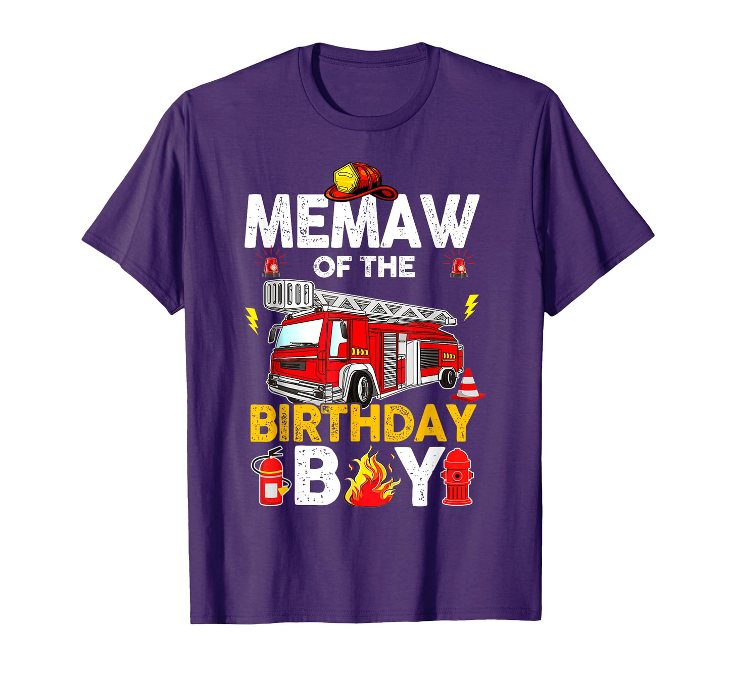 Memaw Of The Birthday Boy Fire Truck Firefighter Party T-Shirt