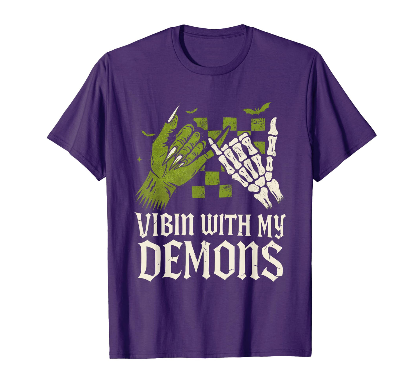 Retro Vibin with My Demons Spooky Season Funny Halloween T-Shirt