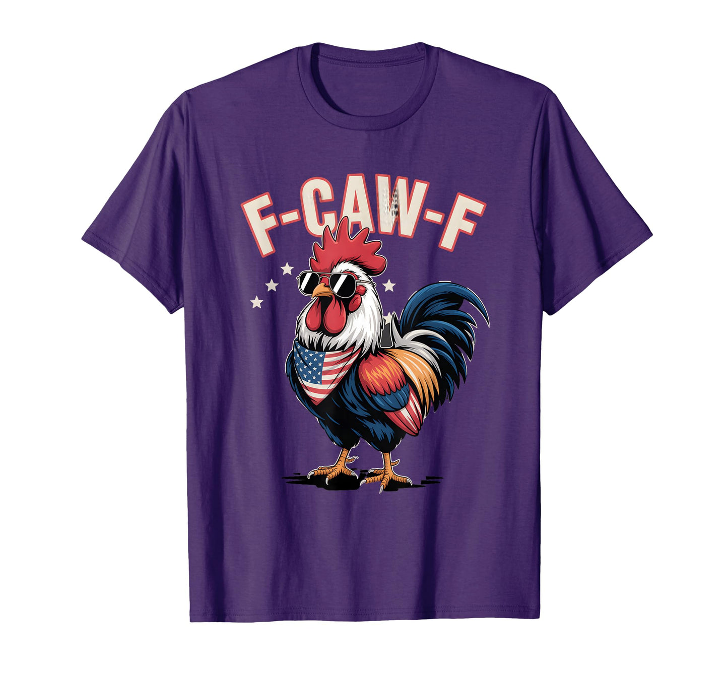 F-Caw-F Patriotic Rooster USA Flag T-Shirt