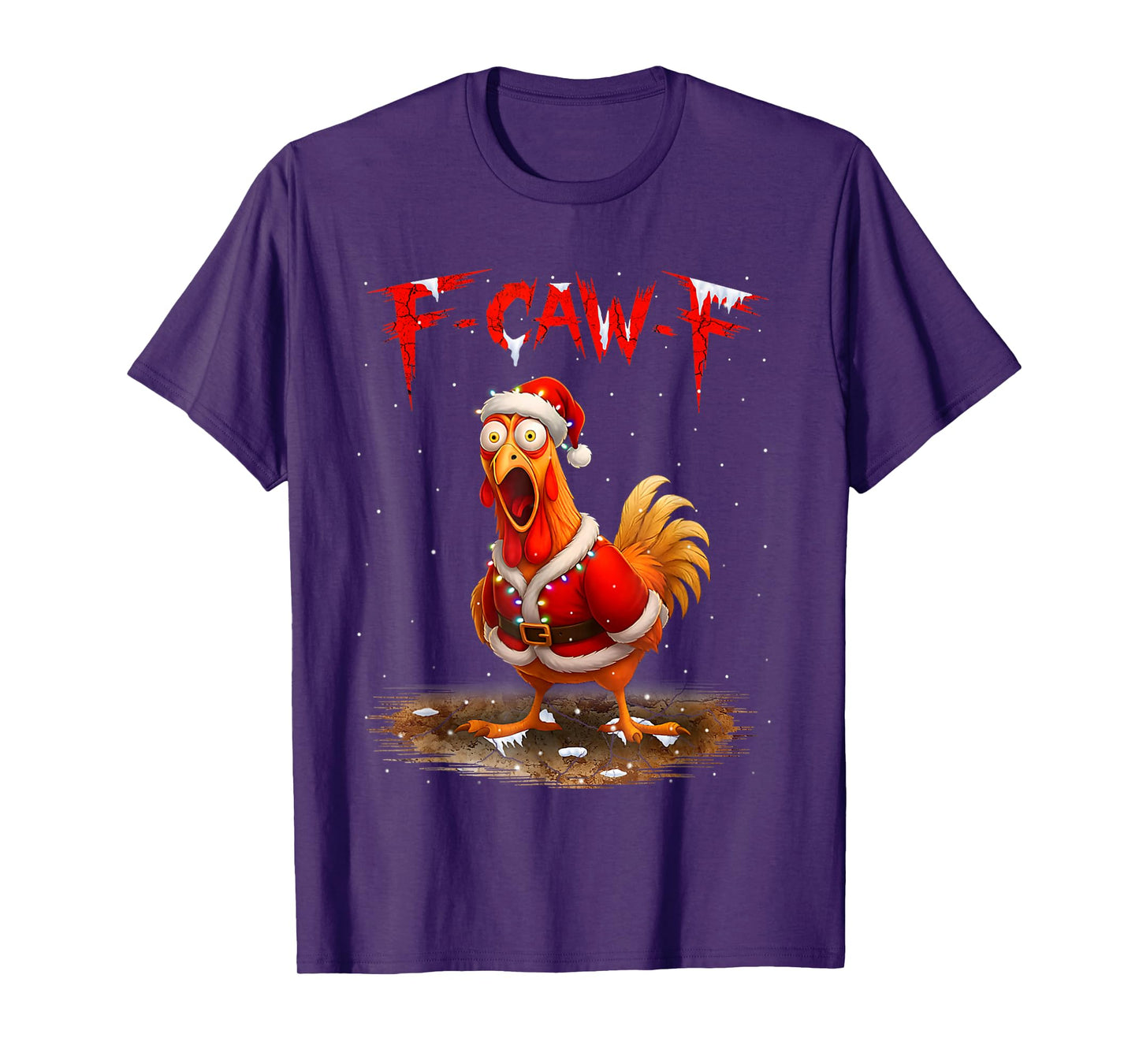 Funny Christmas Chicken F-CAW-F Santa Rooster Sarcastic T-Shirt