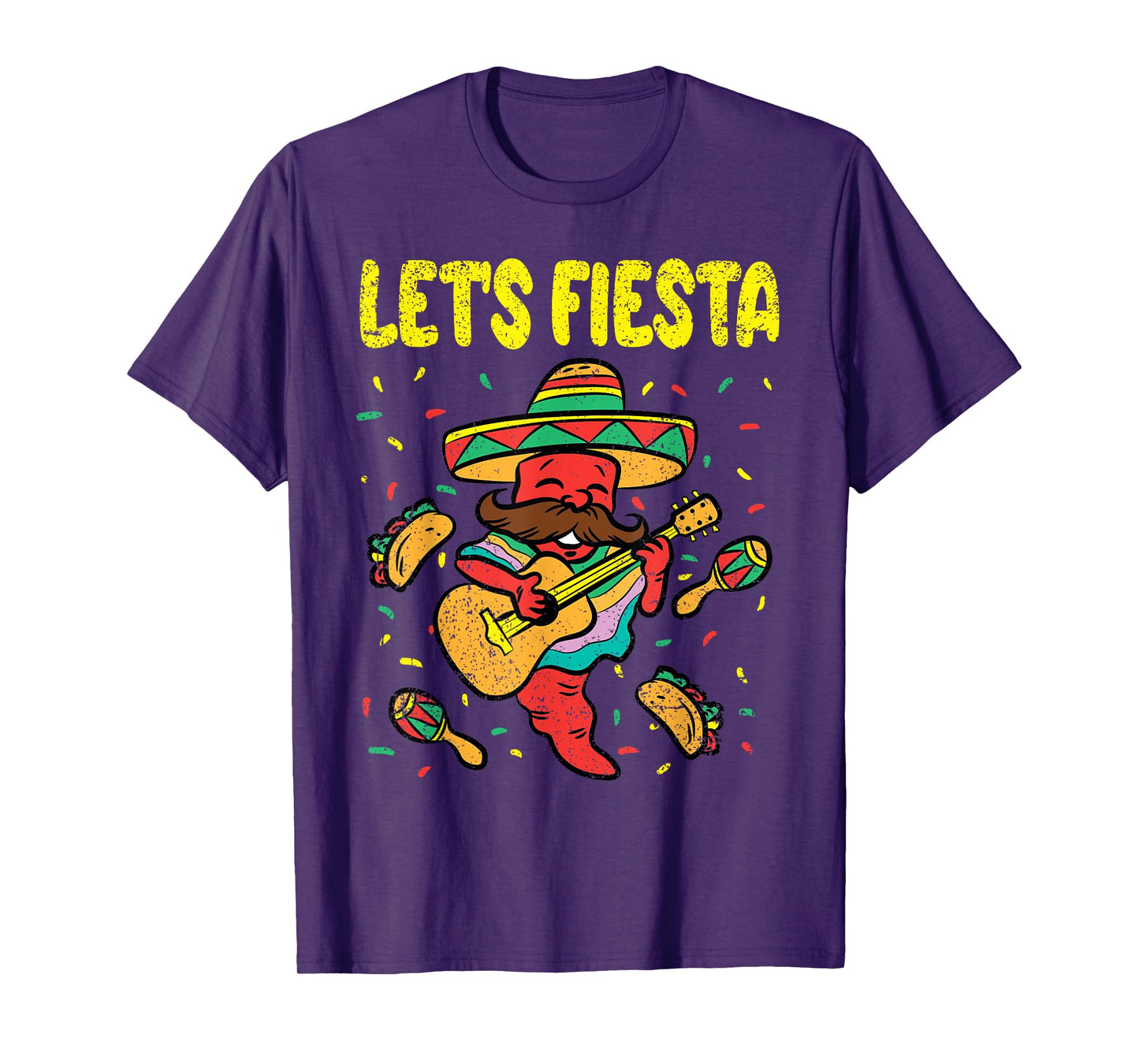 Lets Fiesta Cinco De Mayo Mexican Mariachi Taco Maracas T-Shirt