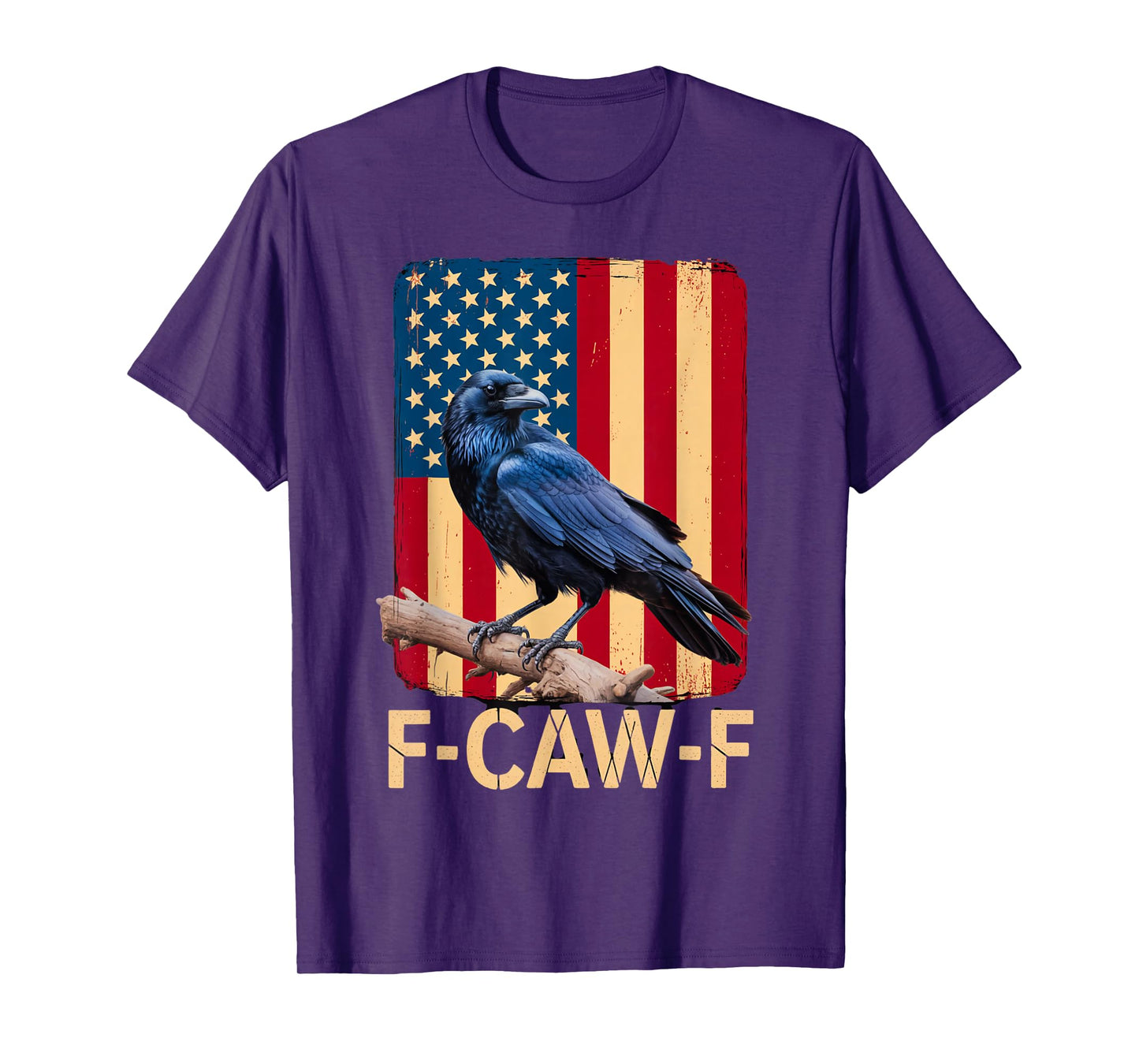 F-Caw-F Black Crow Retro USA Flag Vintage T-Shirt