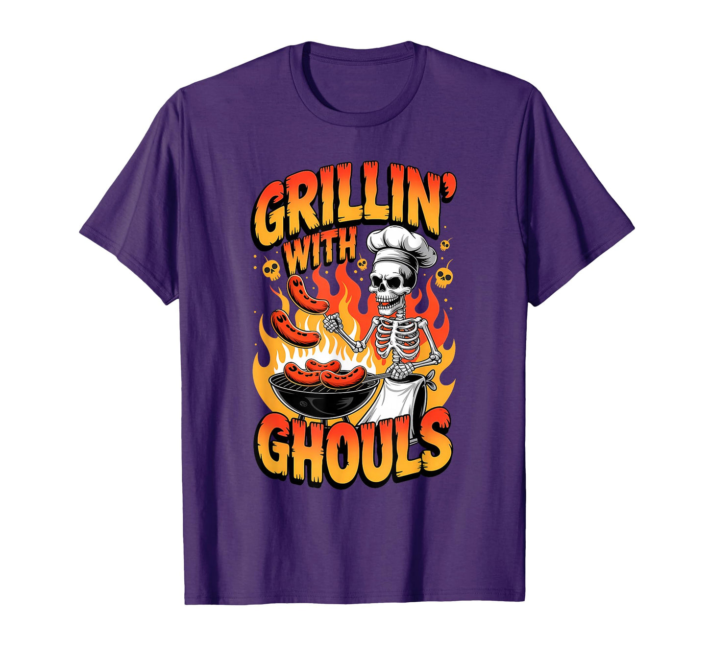 Grillin´with Ghouls Funny BBQ Skeletons Halloween T-Shirt