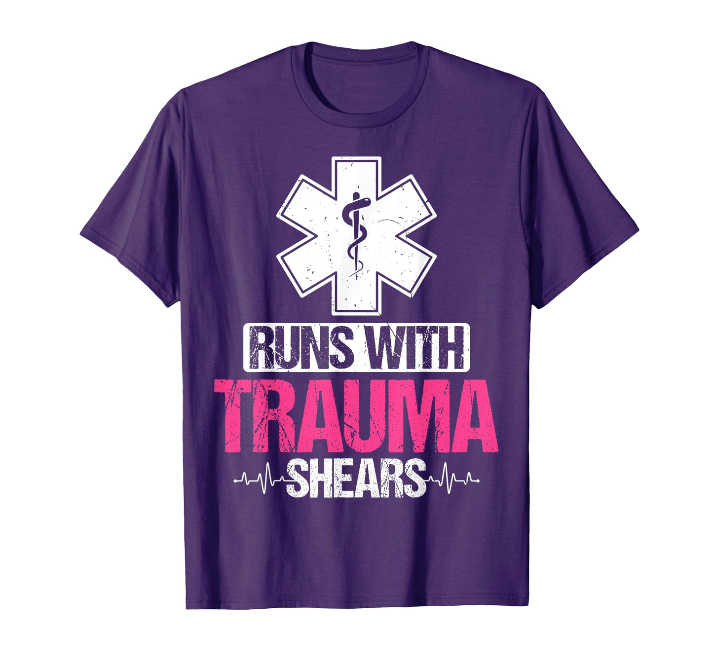 Funny Trauma Nurse Nursing Gifts - Runs with Trauma Shears T-Shirt
