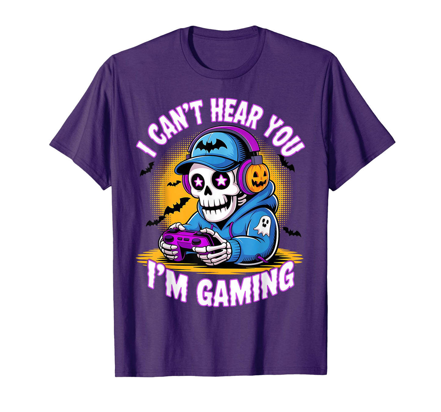 I Can’t Hear You I’m Gaming Spooky Skeleton Halloween Gamer T-Shirt
