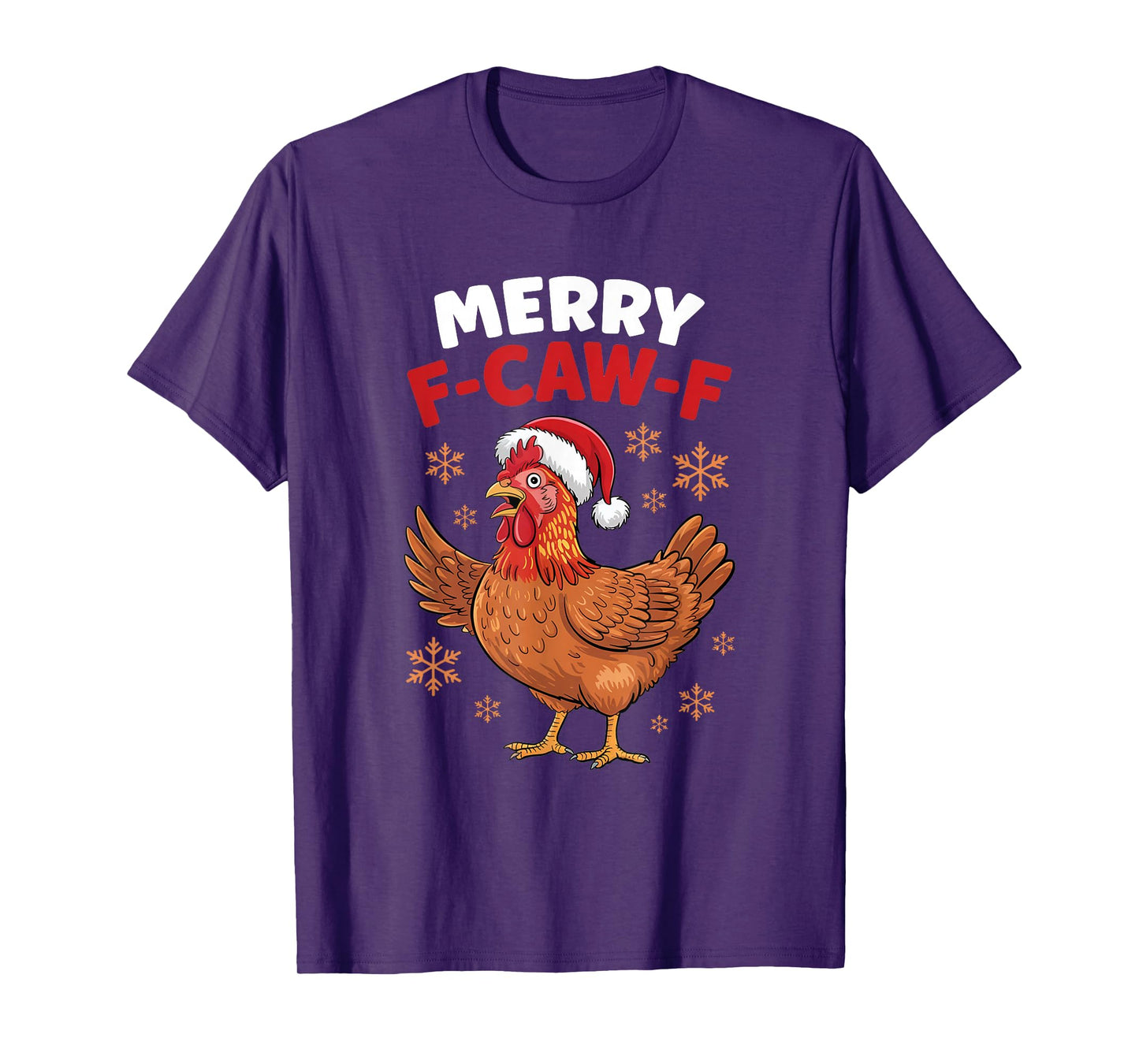 Merry F-Caw-F Funny Christmas Santa Chicken T-Shirt