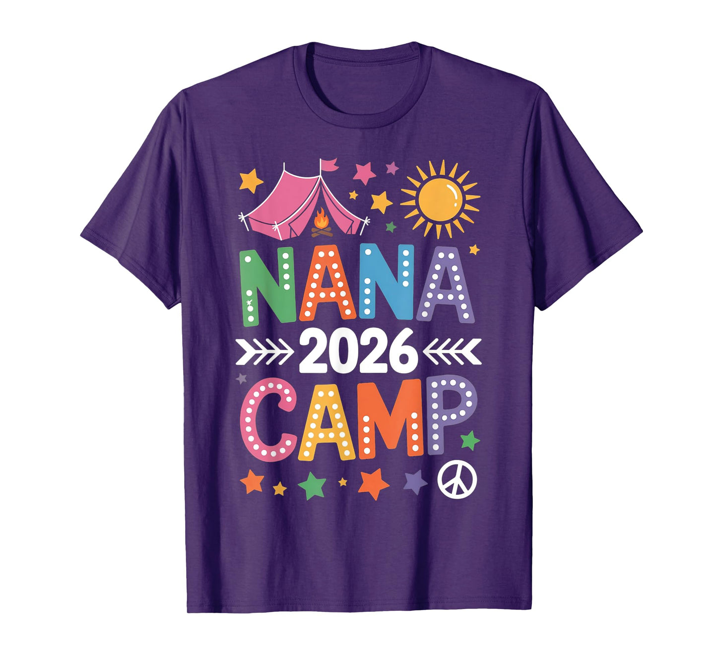 Nana Camp 2026 Family Vacation Summer Camping Crew Kids T-Shirt