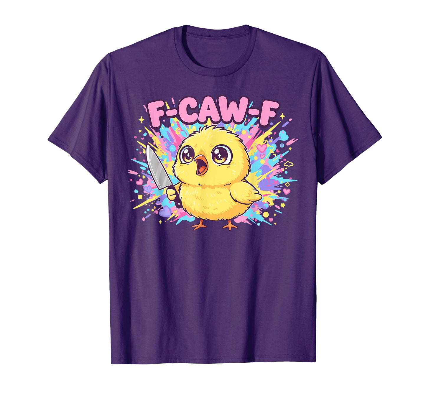 FCAWF Kawaii Funny Crazy Knife Chicken F-CAW-F Chick T-Shirt