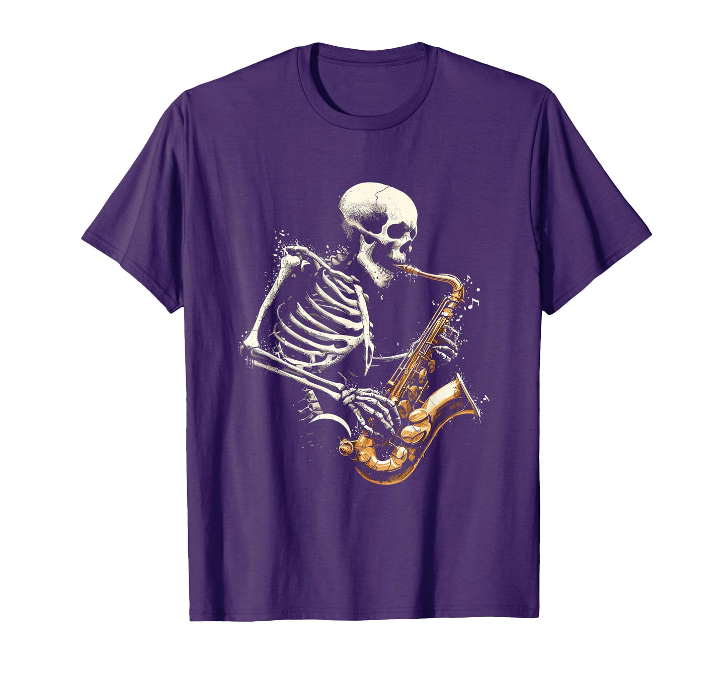 Skeleton Playing Saxophone Jazz Music Lover Retro Halloween T-Shirt