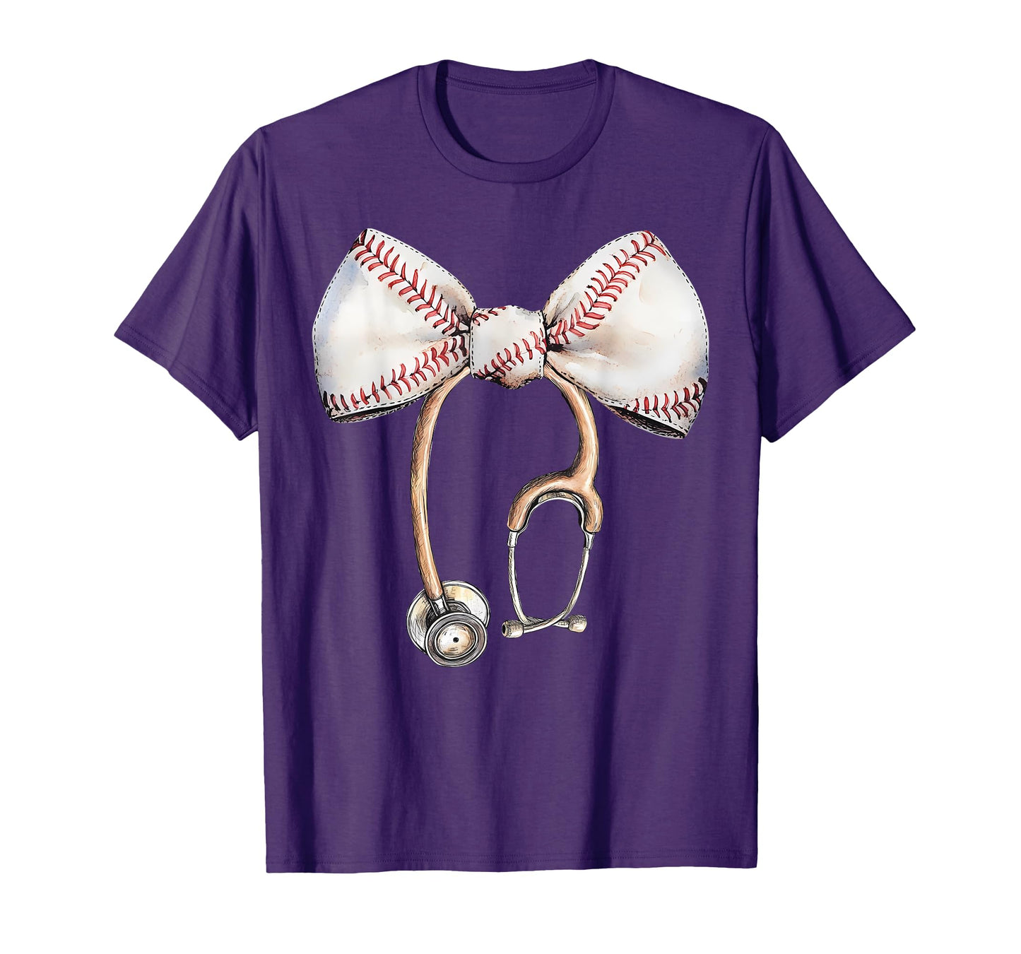 Coquette Bow Stethoscope Baseball Nurse RN Baseball Mama T-Shirt