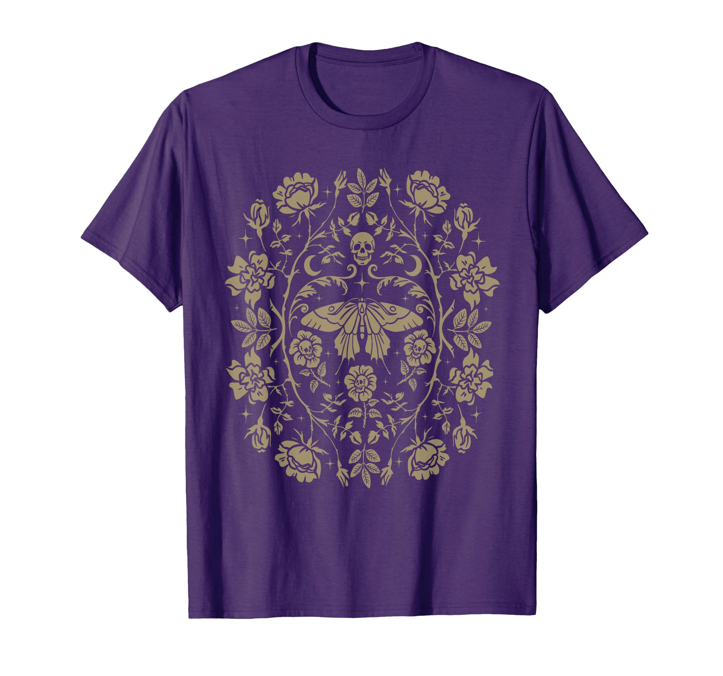 Vintage Moth Skull Aesthetic Floral For Men Women Boys Girls T-Shirt