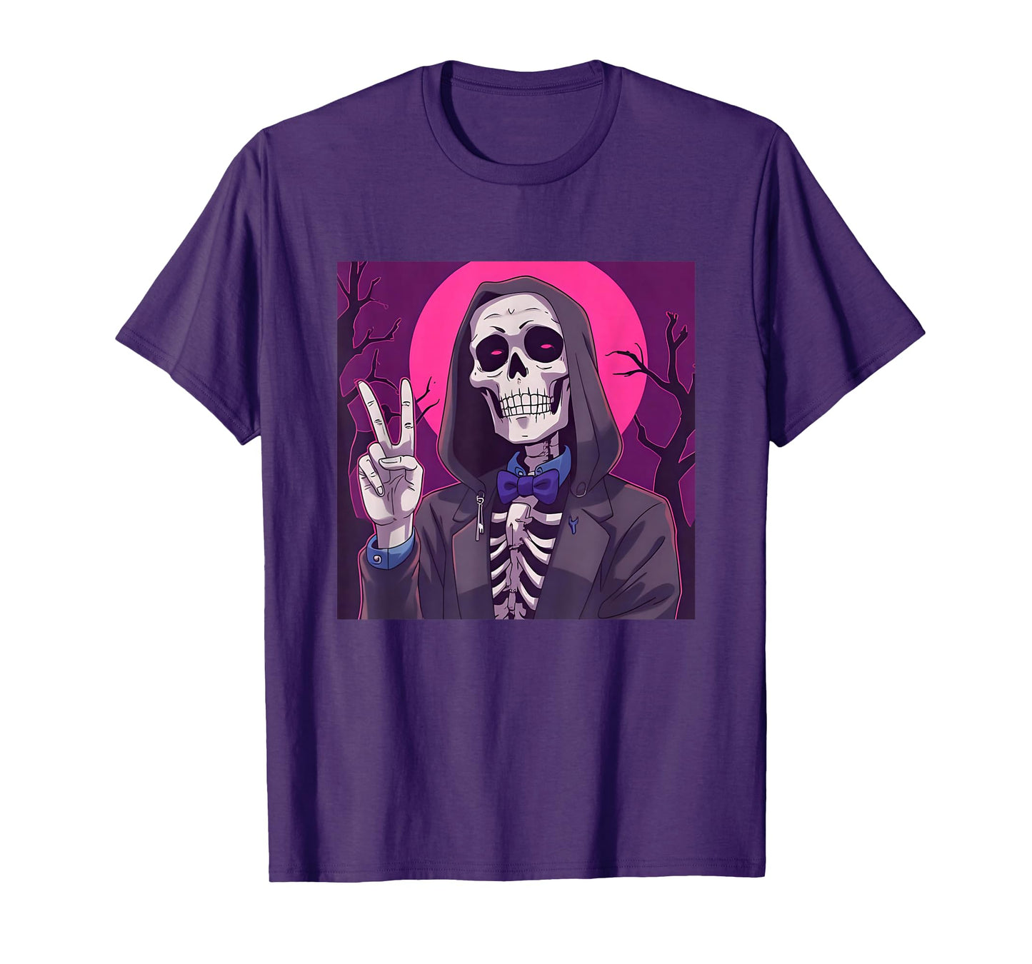 Skeleton Hand Peace Sign Anime Halloween All Hallows Eve T-Shirt