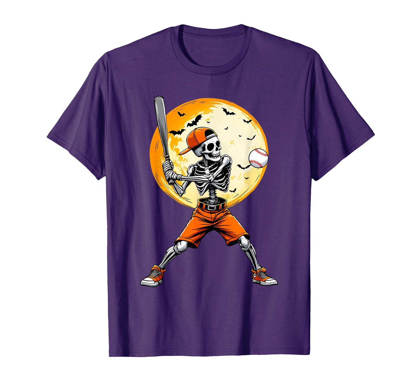 Funny Spooky Skeleton Baseball Tee | Boys & Kids Halloween T-Shirt