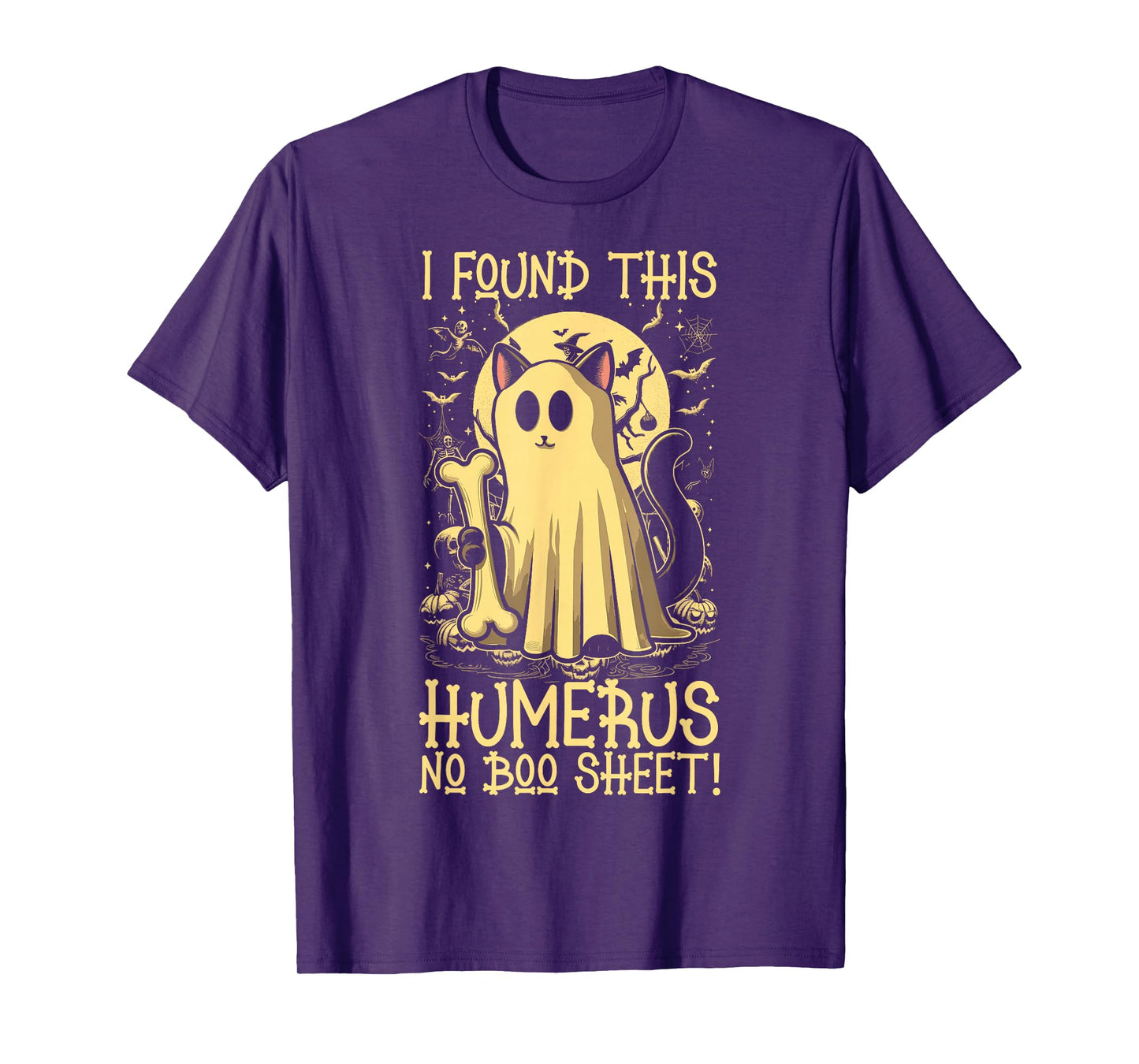 I Found This Humerus No Boo Sheet - Funny Cat Halloween T-Shirt