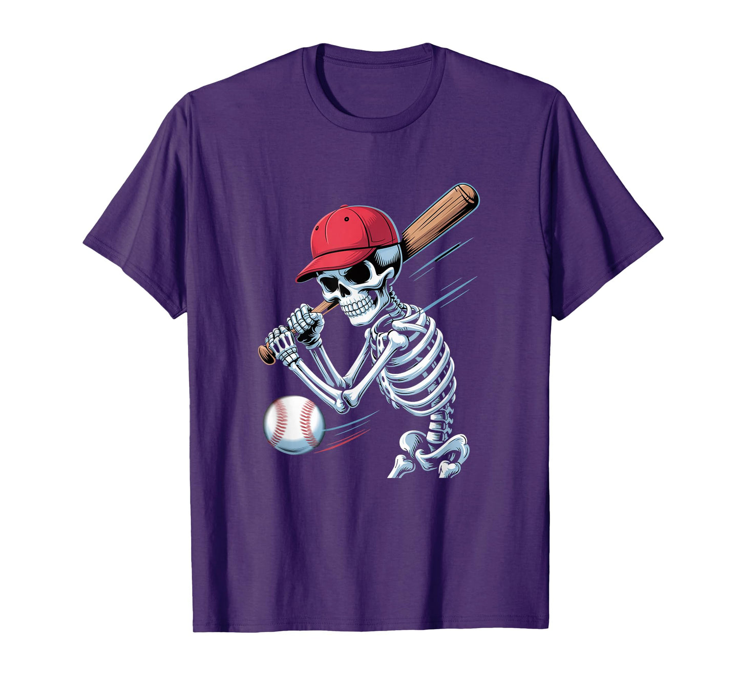 Skeleton Baseball Hitter Funny Halloween Art Baseball Lover T-Shirt