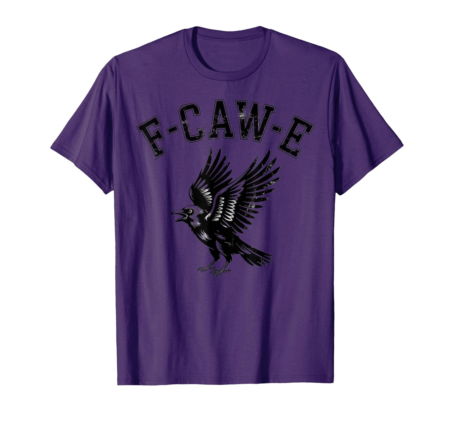 F-CAW-E Vintage Raven Graphic Distressed Gothic Bird Tee T-Shirt