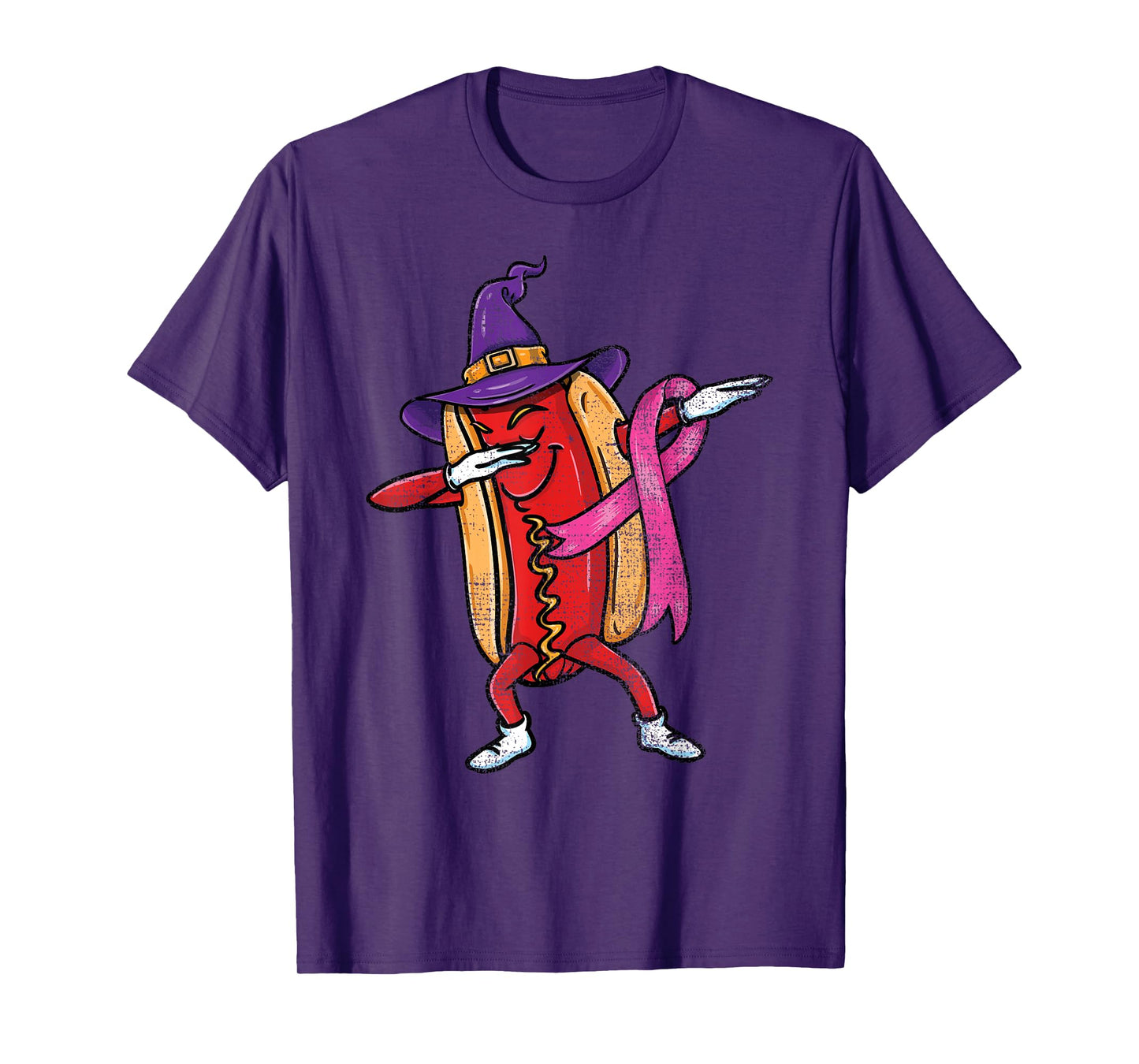 Dabbing Hot Dog Halloween Breast Cancer Awareness T-Shirt