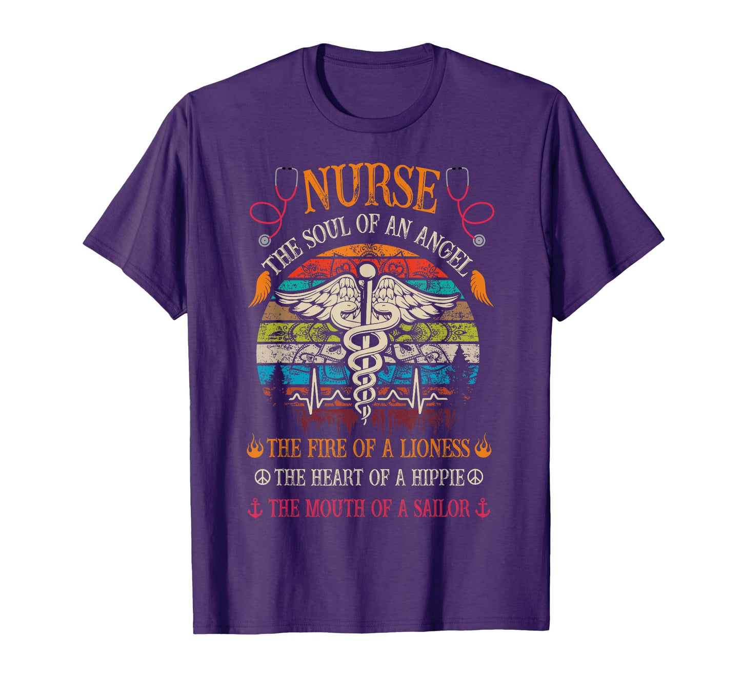 Nurse Soul Of An Angel Fire of A Lioness Vintage Hippie T-Shirt
