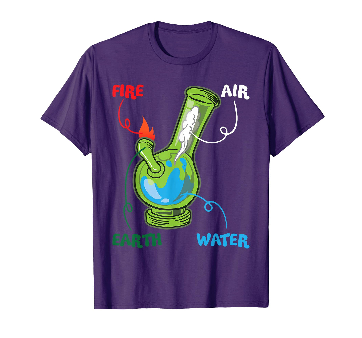 Bong Elements Fire Water Air Earth Cannabis Anatomy Fun T-Shirt