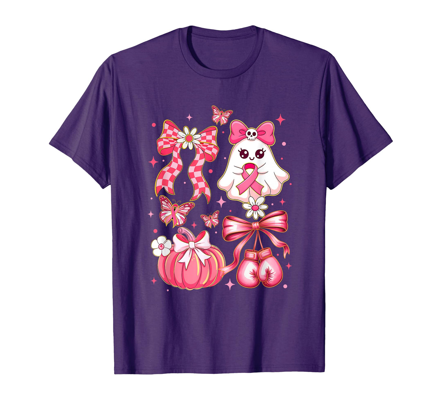 Breast Cancer Ghost Coquette Pink Ribbon Halloween Pumpkin T-Shirt