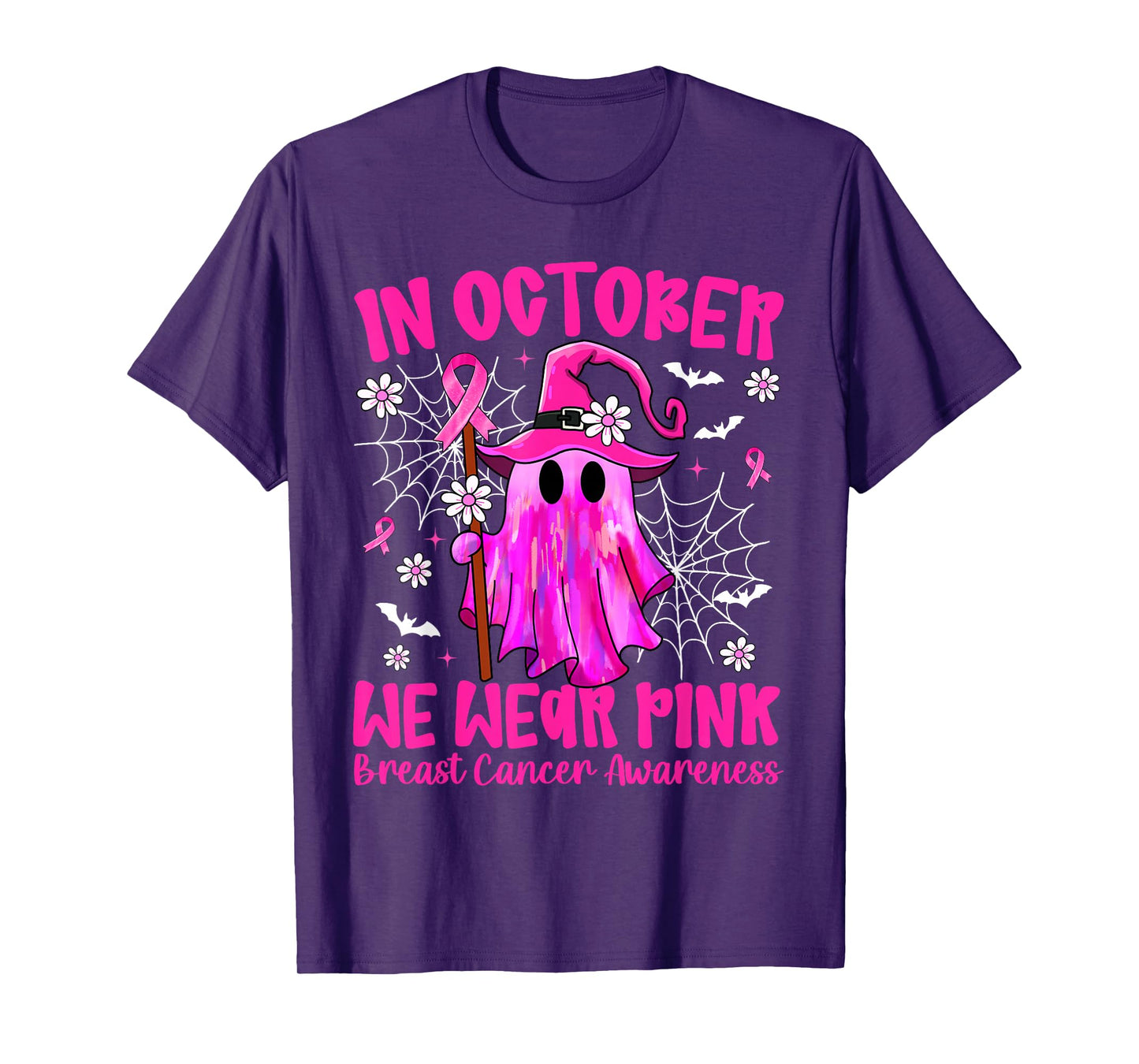 Breast Cancer Women Halloween in October We Wear Pink T-Shirt