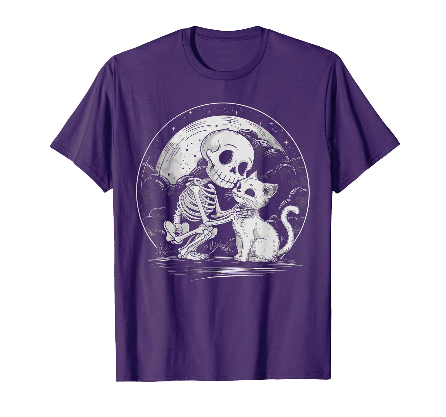 Skeleton Cat Skull Kitty Cute Goth Halloween Costume T-Shirt for Men Women Kids