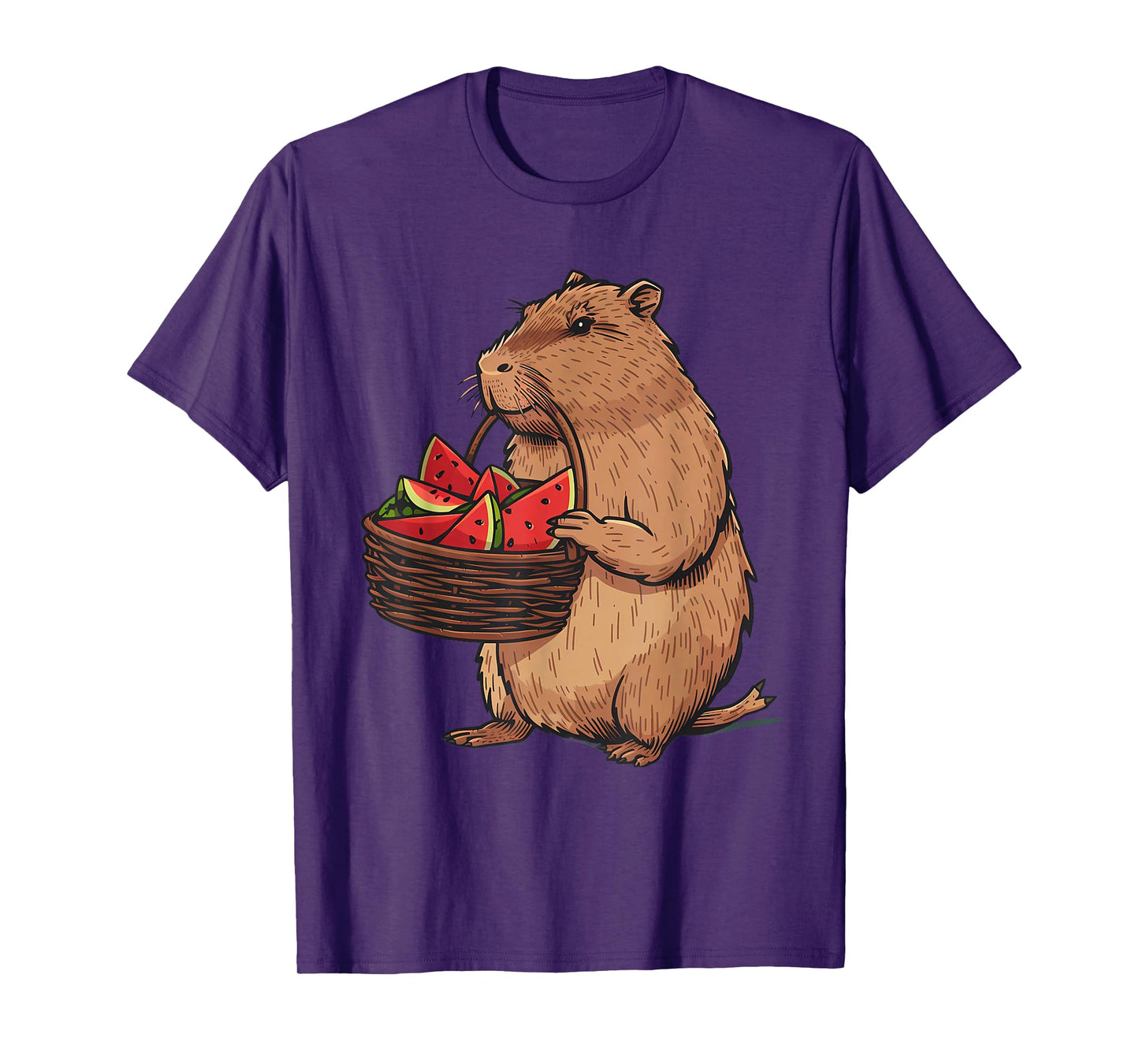 Watermelon Capybara Wildlife Artwork Nature Capybara Lover T-Shirt