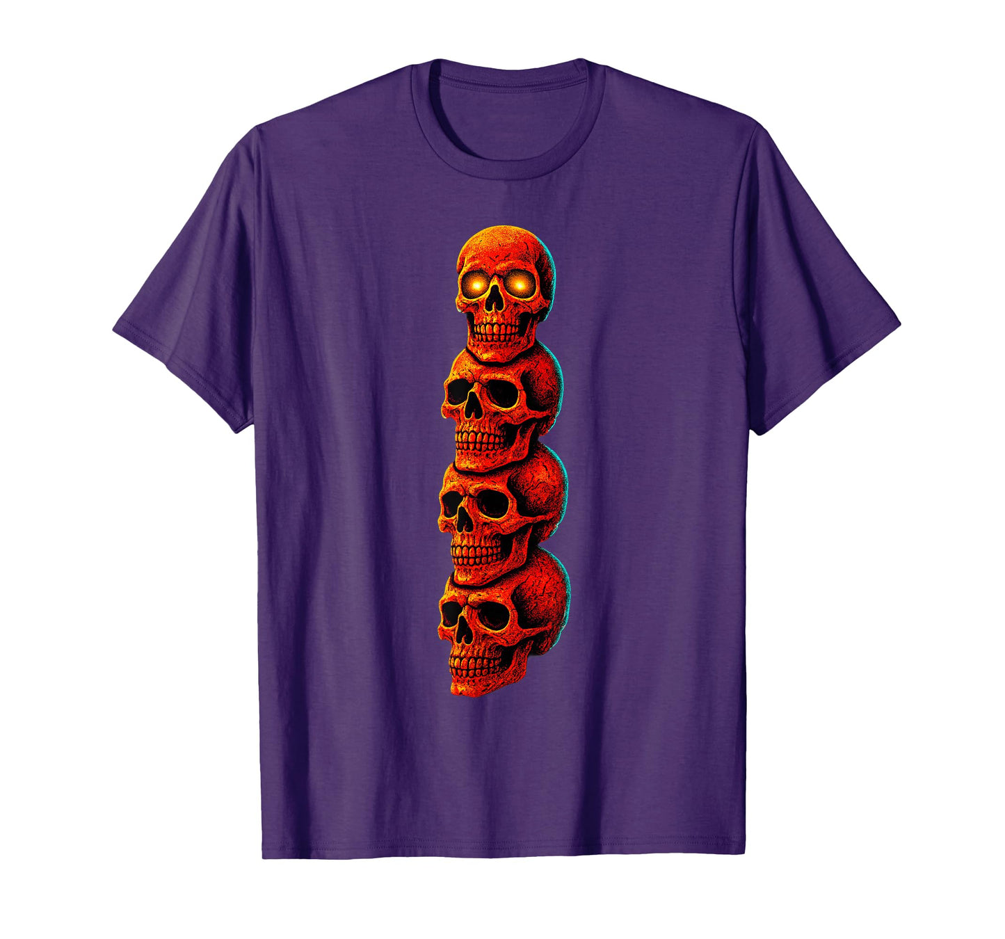 Skull Totem Vertically Stacked Skeleton Eyes Tower Design T-Shirt