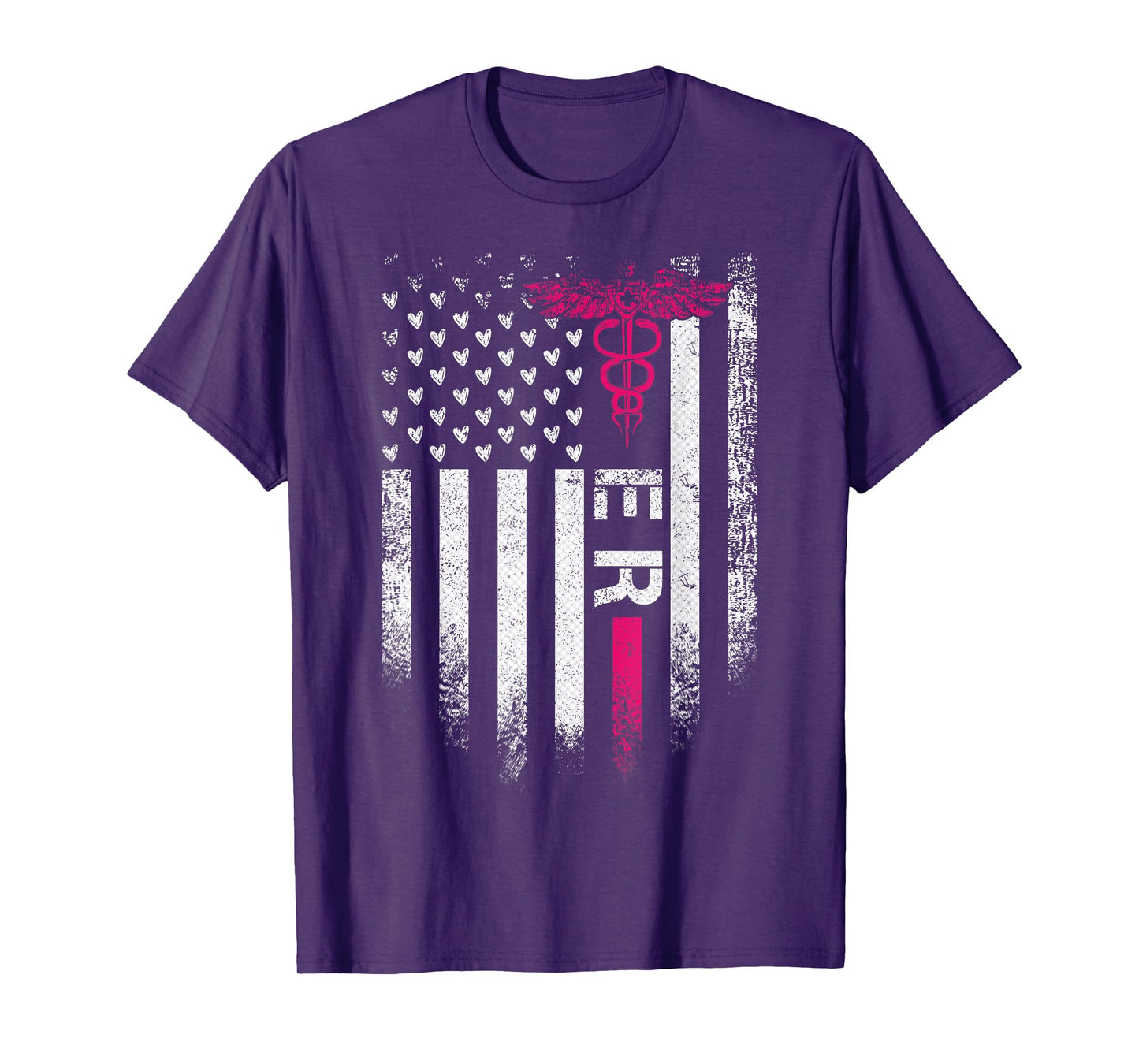 Vintage USA Flag ER Emergency Room Nurse Funny Nursing Women Kids Men T-Shirt