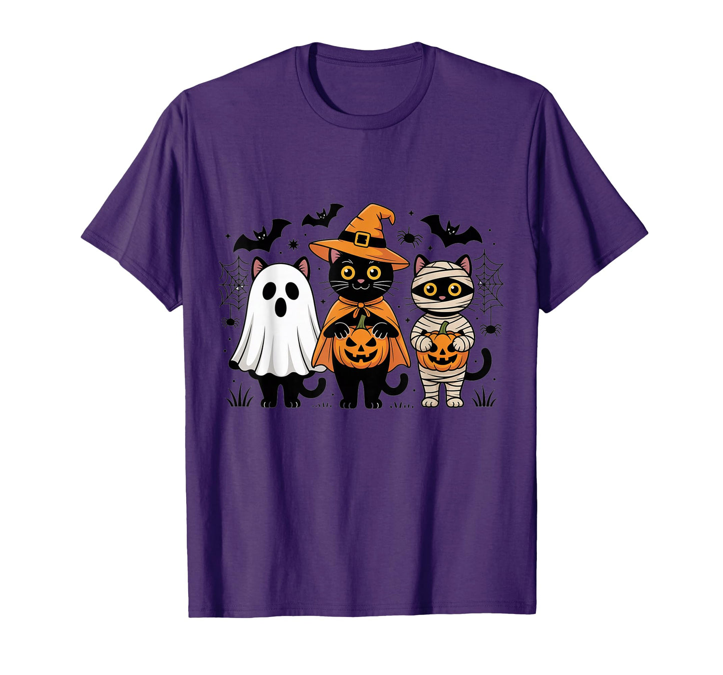 Funny Black Cats Ghost Mummy Halloween Costume Boys Girls T-Shirt