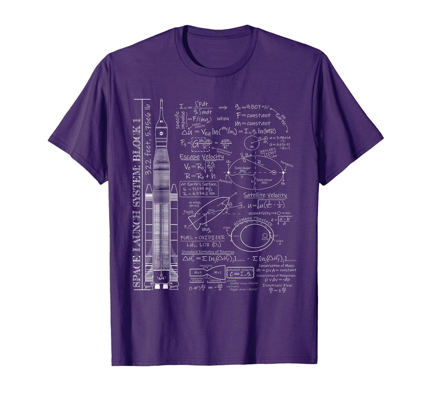 Space Launch Artemis SLS Rocket Science Equations T-Shirt