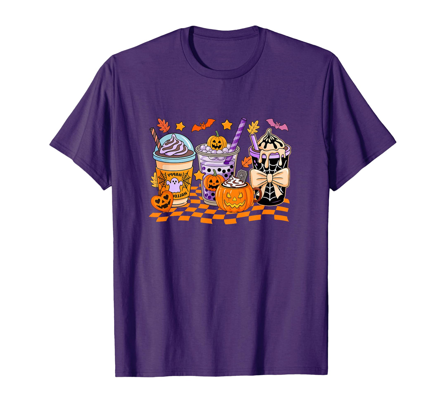 Collection Coffee Cups Halloween Witch Boo Skeleton T-Shirt