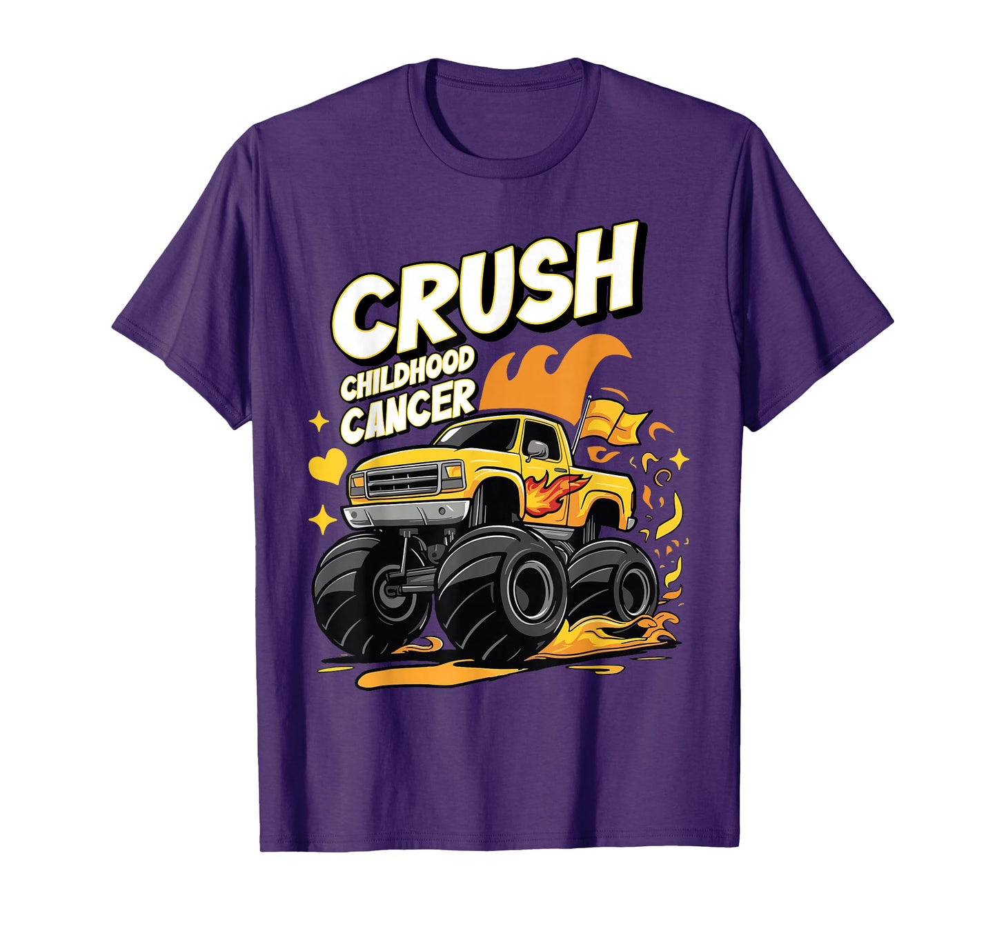 Crush Childhood Cancer Awareness Monster Truck Boys Girls T-Shirt