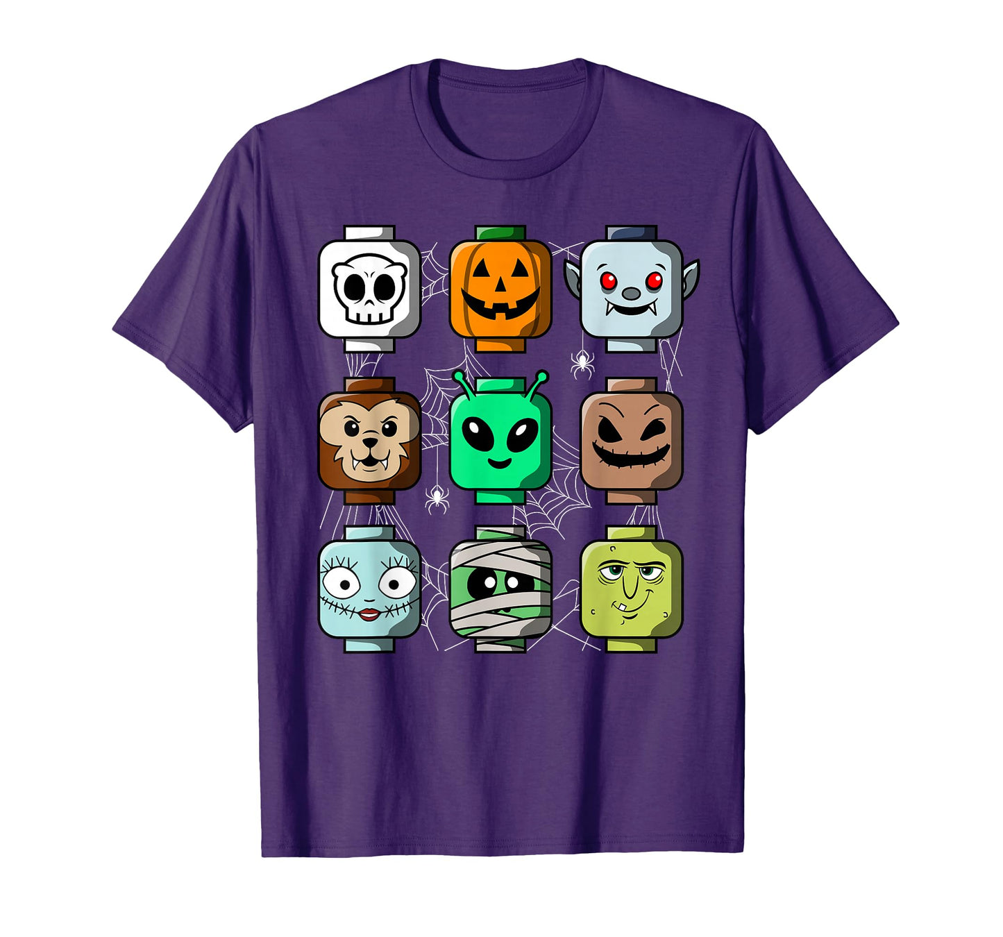 Halloween Building Brick Head Ghost Spooky Characters T-Shirt