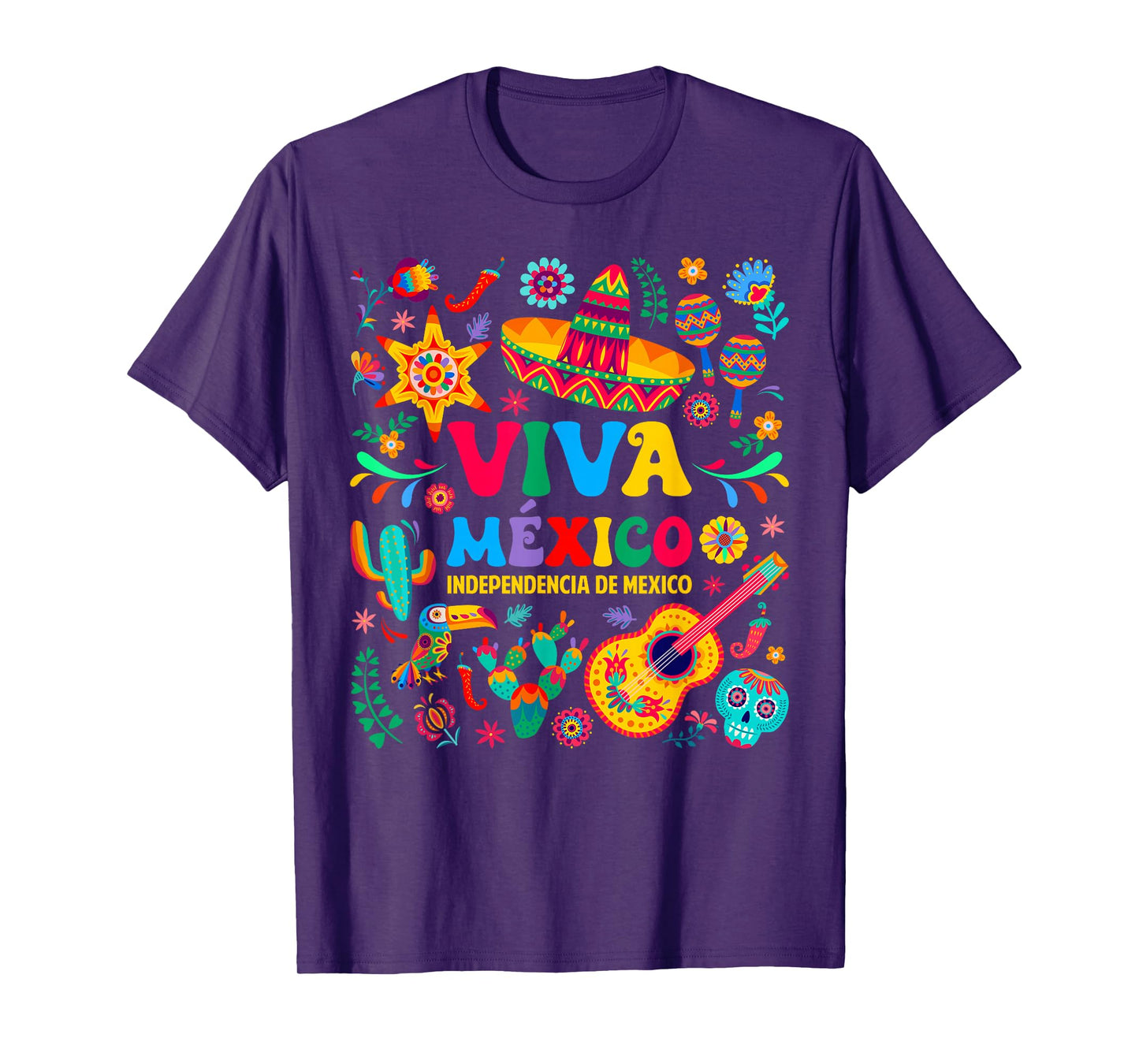 Viva Mexico Independence Day Sombrero Hat Mexican Men Women T-Shirt