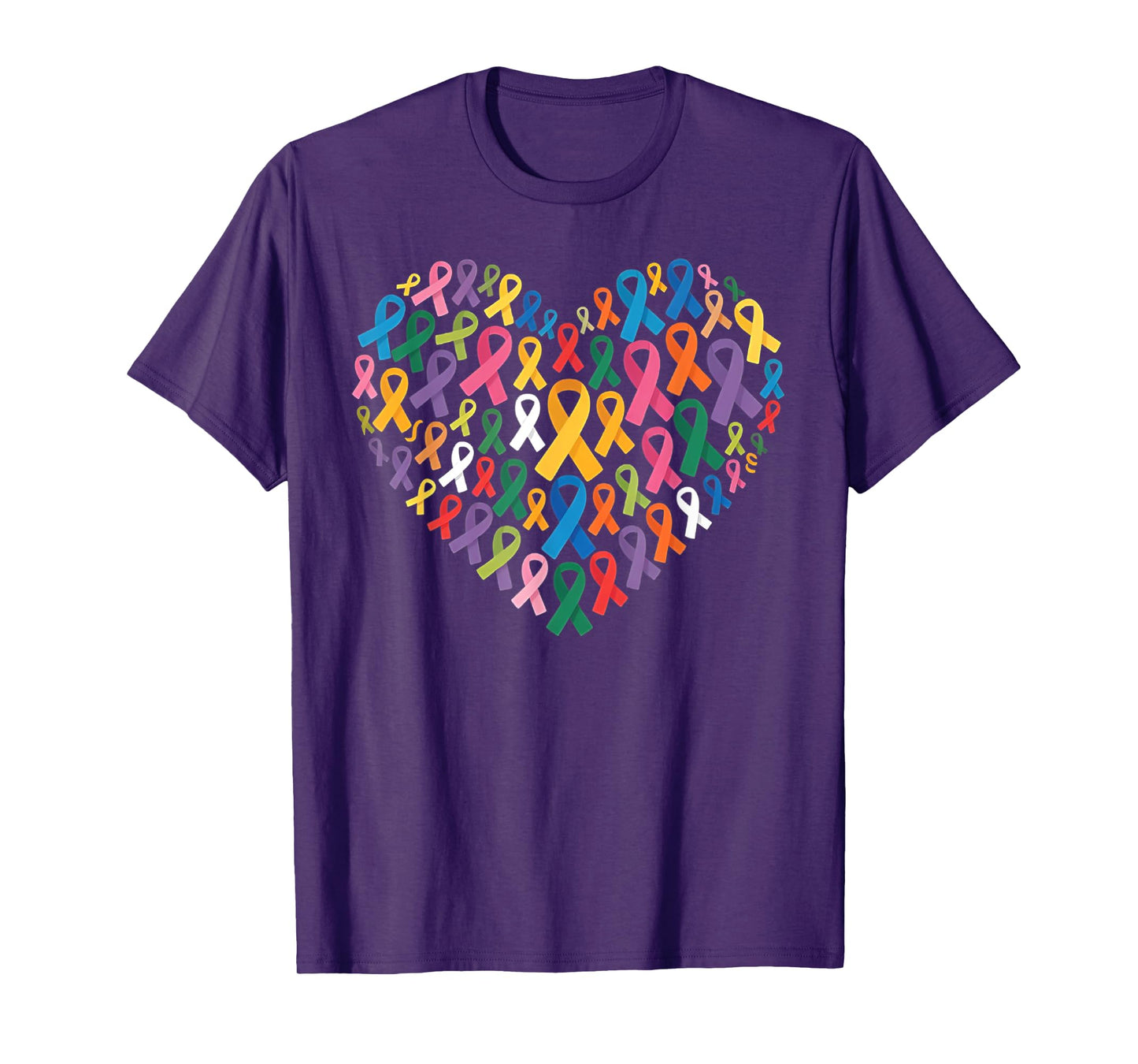 Fight cancer in all and every color rainbow ribbons heart T-Shirt