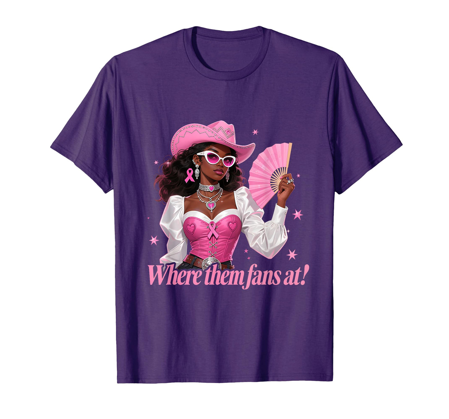 Pink Cowgirl Fan Funny Breast Cancer Support Look T-Shirt
